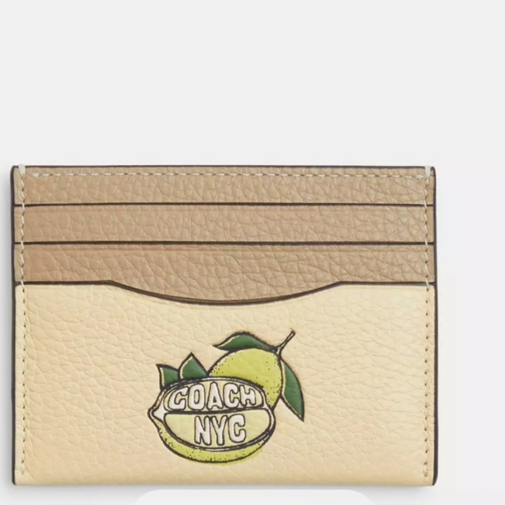 NWT Coach Women's Slim ID Card Case With Lemon Graphic CAT71